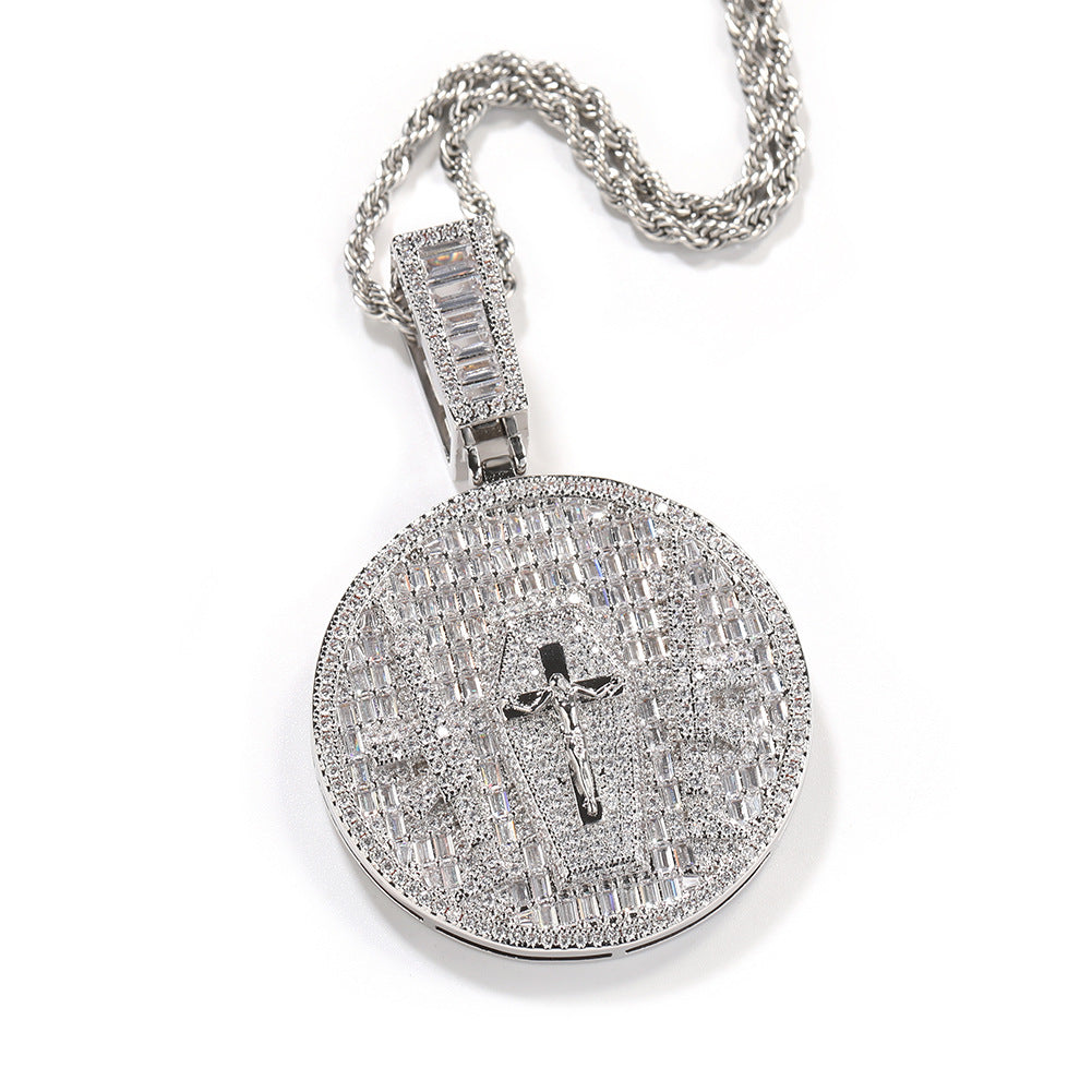 Jewelry Summer Cross Pendant Full Diamond Necklace Spectrum Far East