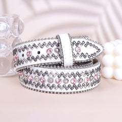 Hip-hop punk rhinestone belt retro red heart wings
