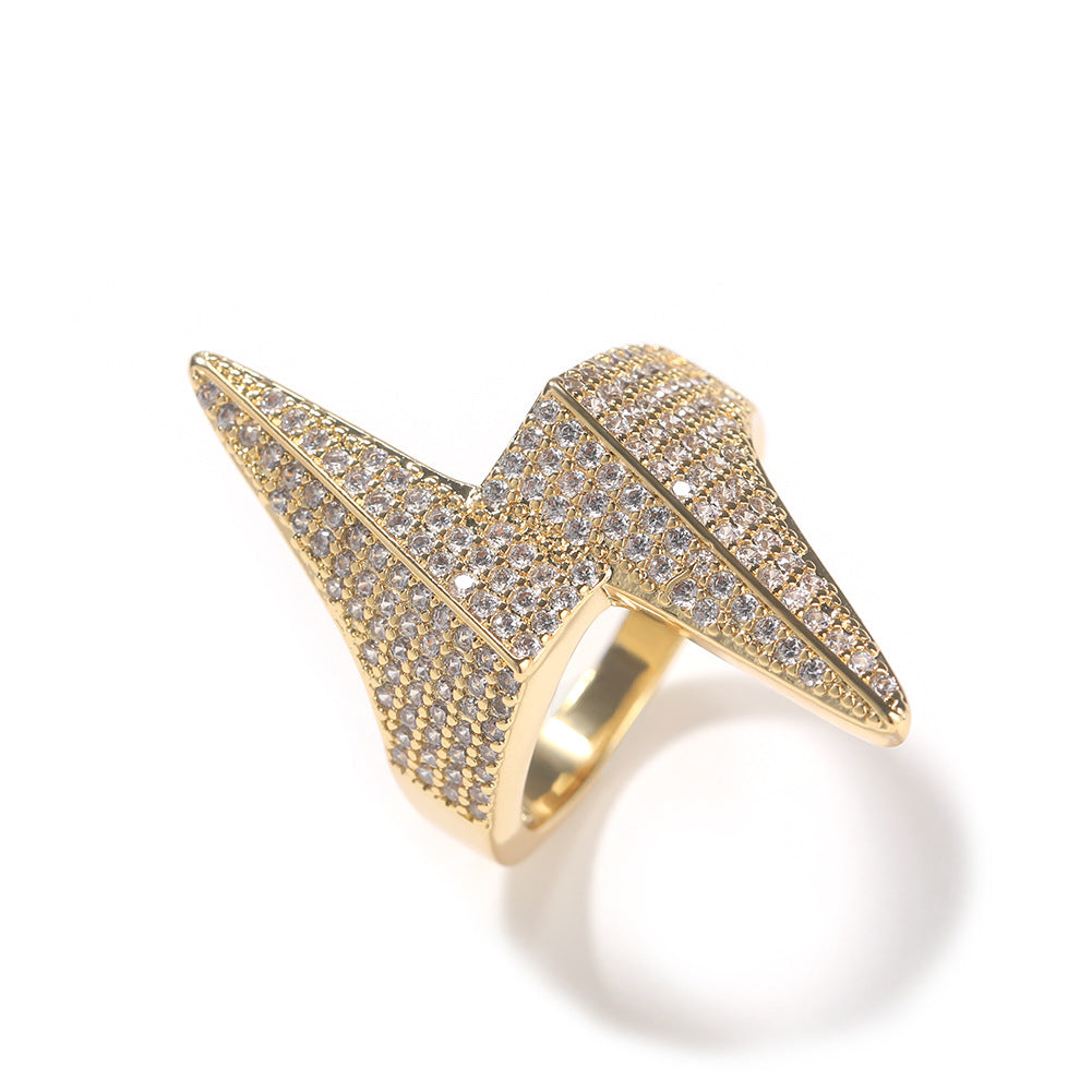 Rings Three-dimensional Lightning Ring Copper set with 5A Zircon Spectrum