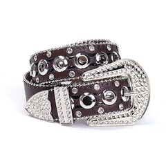 Hip-hop punk rhinestone belt y2k pu leather