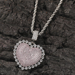 Jewelry Love Copper Zircon Pendant Round Zirconium Pendant Necklace Spectrum St. Valentine's Royalty