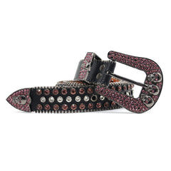 Hip-hop punk rhinestone belt skull y2k punk style
