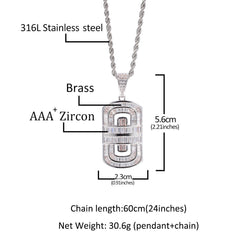 Jewelry Hip Hop Shield Necklace INS Style Fashion Zircon Pendant St. Valentine's Spectrum