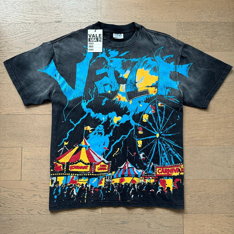Valeforever Vale T Shirts Distressed, washed black-blue print