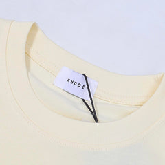 Rhude T Shirts Beach Coconut House Printed Cotton Casual Crew Neck Short Sleeve Men and Women