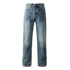 Mens trendy purple jeans 100% cotton  Jeans Rhinestones #9126
