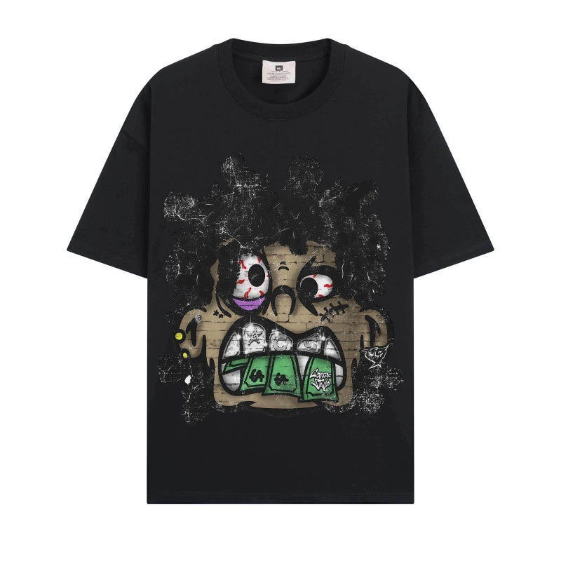 BIG FACE T shirts Pure Cotton High-Street Fashion