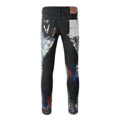 Mens trendy purple jeans 100% cotton Pure Cotton High Street Trend