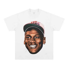 BIG FACE T shirts Pure Cotton High-Street Fashion