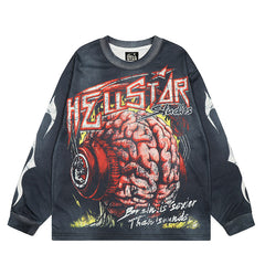 Hellstar Long Sleeve Shirts Hip-hop loose oversize High-quality pure cotton high-street clothing