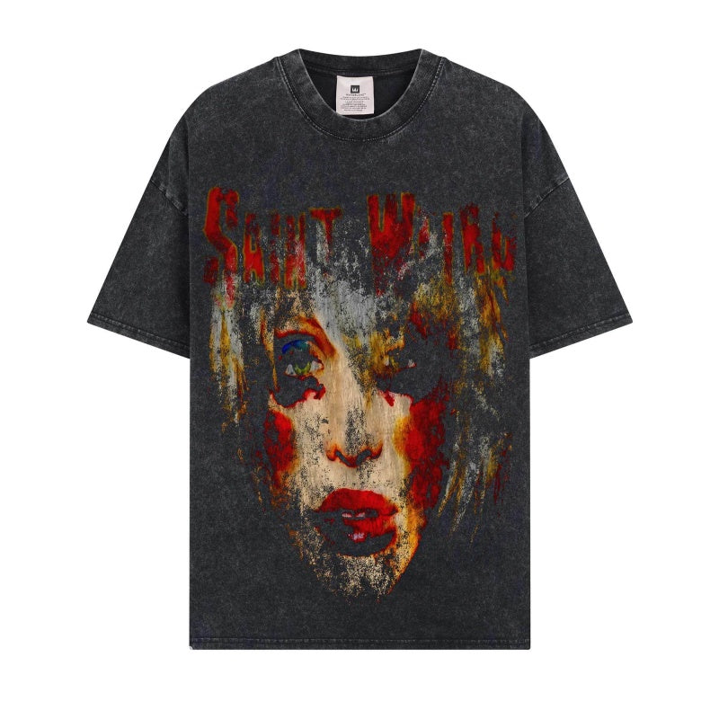 BIG FACE T shirts Pure Cotton High-Street Fashion