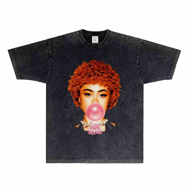 BIG FACE T shirts Pure Cotton High-Street Fashion