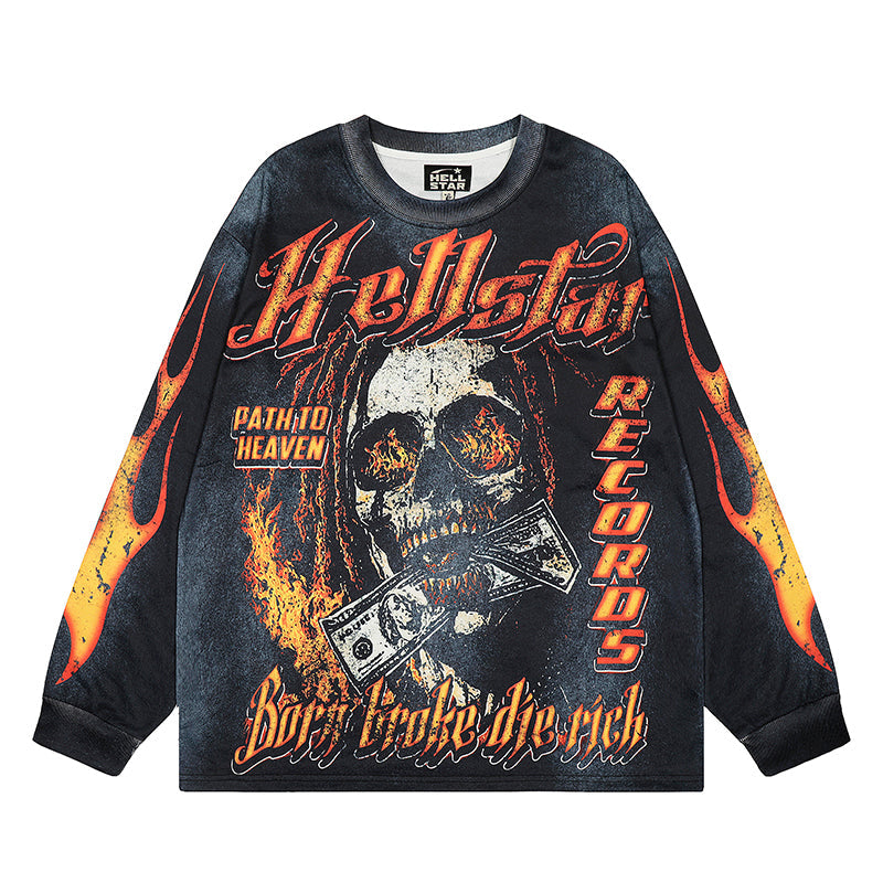 Hellstar Long Sleeve Shirts Hip-hop loose oversize High-quality pure cotton high-street clothing