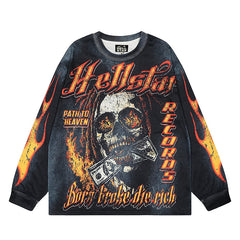 Hellstar Long Sleeve Shirts Hip-hop loose oversize High-quality pure cotton high-street clothing