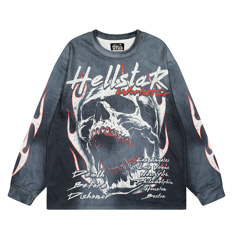 Hellstar Long Sleeve Shirts Hip-hop loose oversize High-quality pure cotton high-street clothing