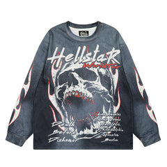 Hellstar Long Sleeve Shirts Hip-hop loose oversize High-quality pure cotton high-street clothing