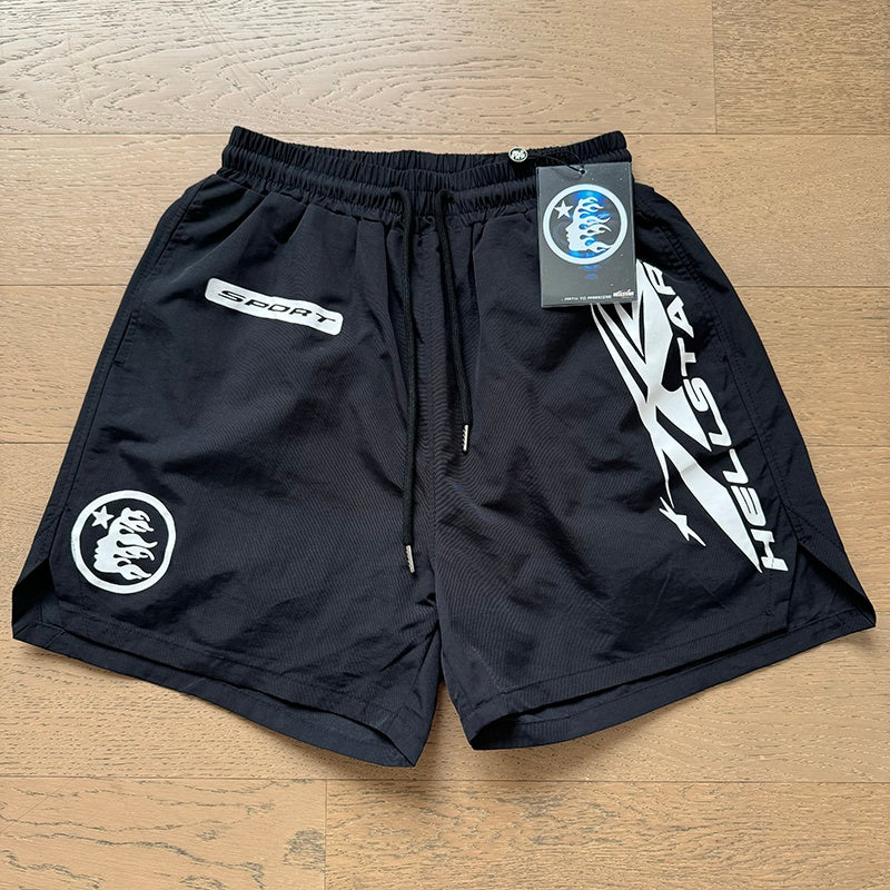 Hellstar shorts Casual style with a washed, distressed, and splatter-paint finish