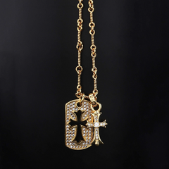 CHH Chrome heart Cross Necklace Men's and Women's Cross Necklace Full of Diamonds