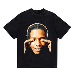 BIG FACE T shirts Pure Cotton High-Street Fashion