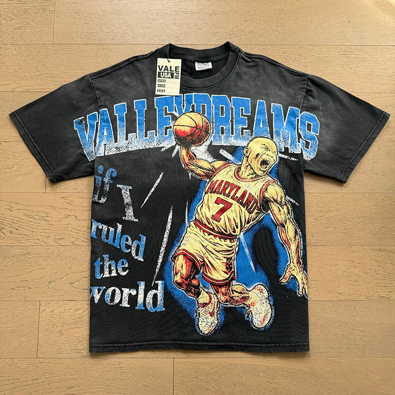 Valeforever Vale T Shirts Stylish washed-finish basketball