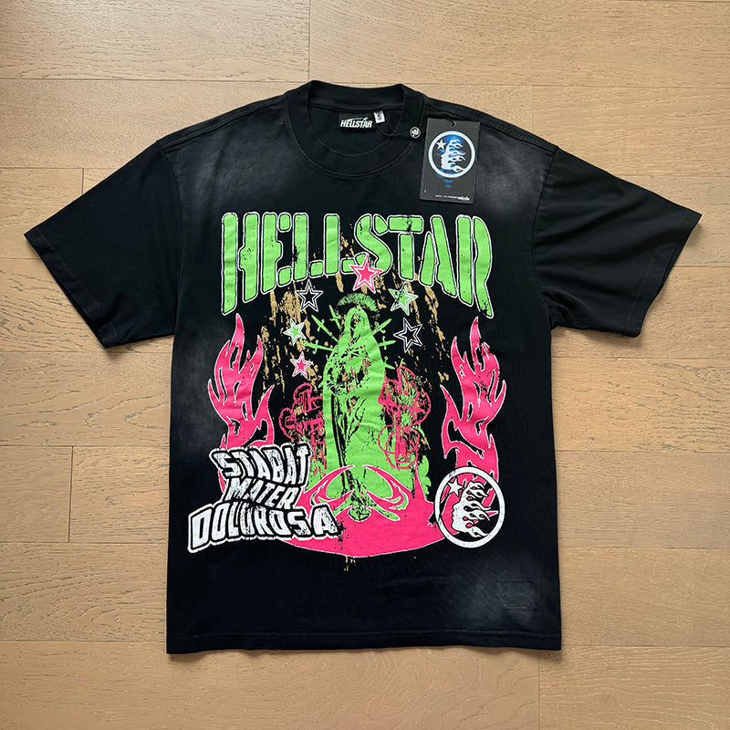 Hellstar  T Shirts Washed Aging Process High-quality pure cotton high-street clothing
