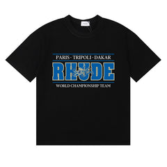 Rhude T Shirts Blue printed pattern letters