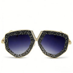 Trendy punk glasses retro sparkling diamond sunscreen