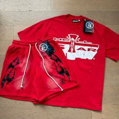 Hellstar T-Shirt And Shorts Two-Piece Set High-quality pure cotton high-street clothing