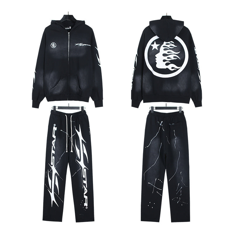 Hellstar Hoodie And Pants Two-Piece Set High-quality pure cotton high-street clothing