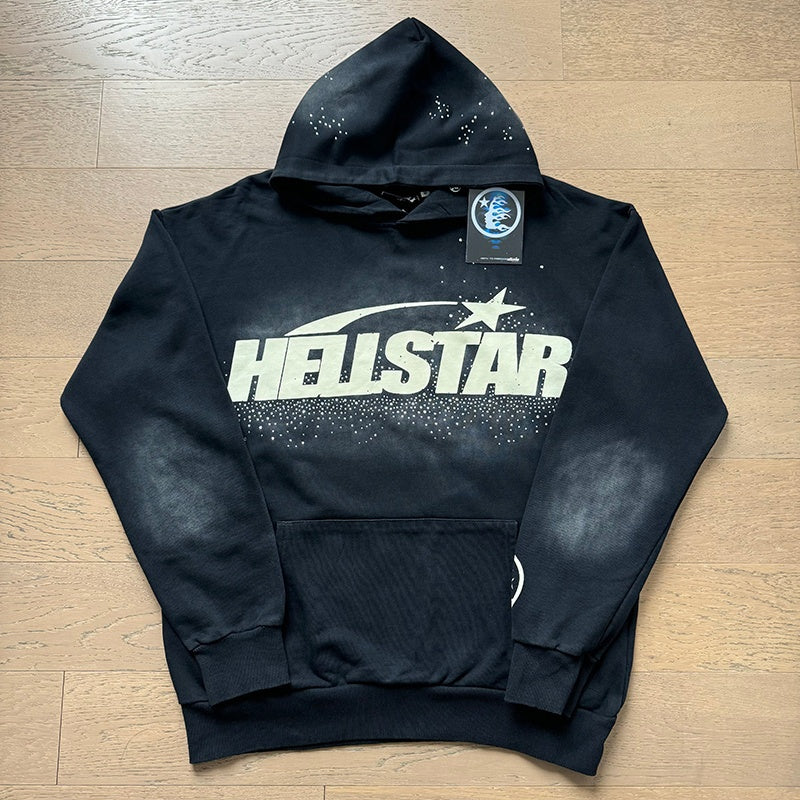Hellstar Hoodie  Distressed French terry, high-street retro style.
