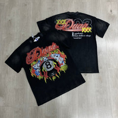 DUAA T shirts Risk SS Tee 2026ss European and American streetwear brand with hot-fix rhinestone distressed finish