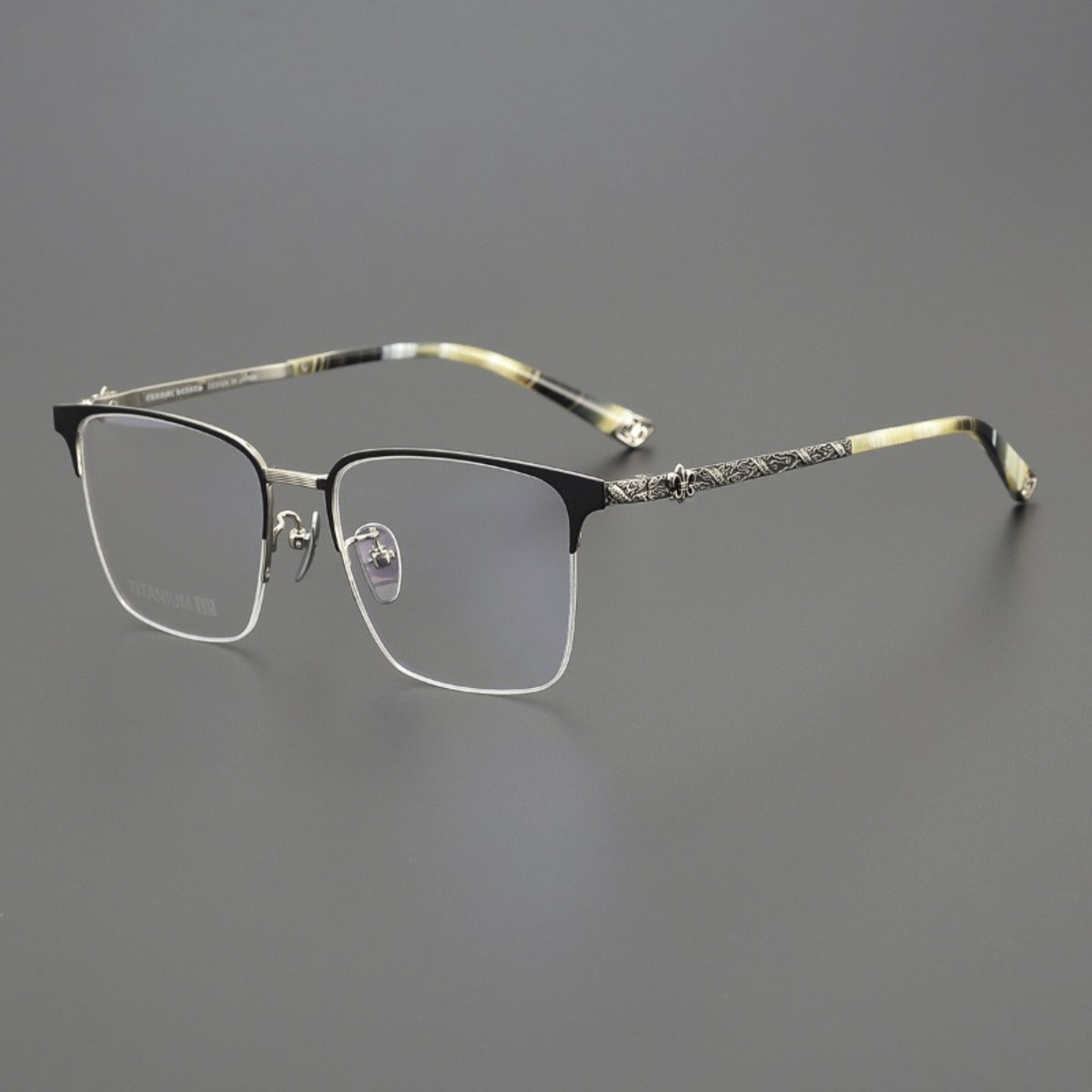 CHH Chrome Hearts Glasses fashion pure titanium dragon pattern carved half frame glasses