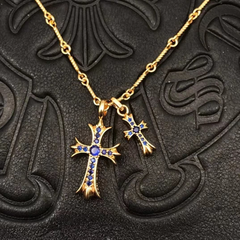 CHH Chrome heart Cross Necklace Bamboo Necklace Double Cross Men's and Women's Necklaces