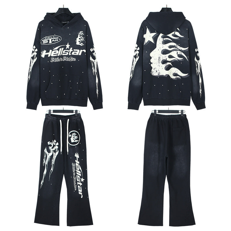 Hellstar Hoodie And Pants Two-Piece Set High-quality pure cotton high-street clothing