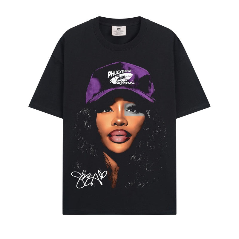 BIG FACE T shirts Pure Cotton High-Street Fashion