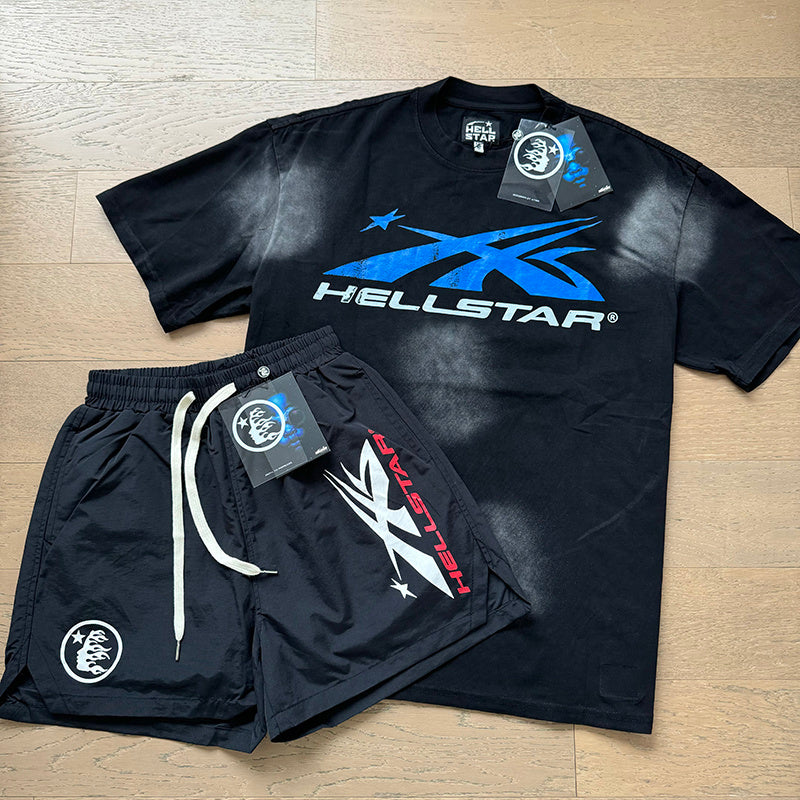 Hellstar T-Shirt And Shorts Two-Piece Set High-quality pure cotton high-street clothing