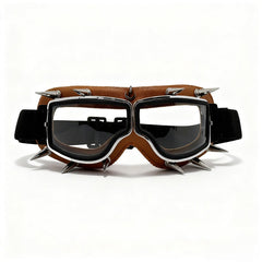 Trendy punk glasses retro leather binding