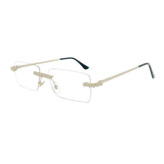 Trendy punk glasses rimless rectangular diamond