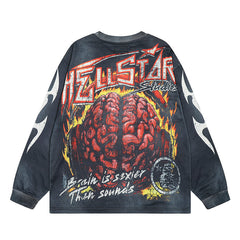 Hellstar Long Sleeve Shirts Hip-hop loose oversize High-quality pure cotton high-street clothing