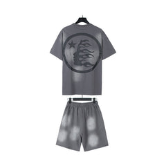 Hellstar T-Shirt And Shorts Two-Piece Set High-quality pure cotton high-street clothing