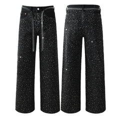 Mens trendy purple jeans 100% cotton  Jeans Rhinestones #9128
