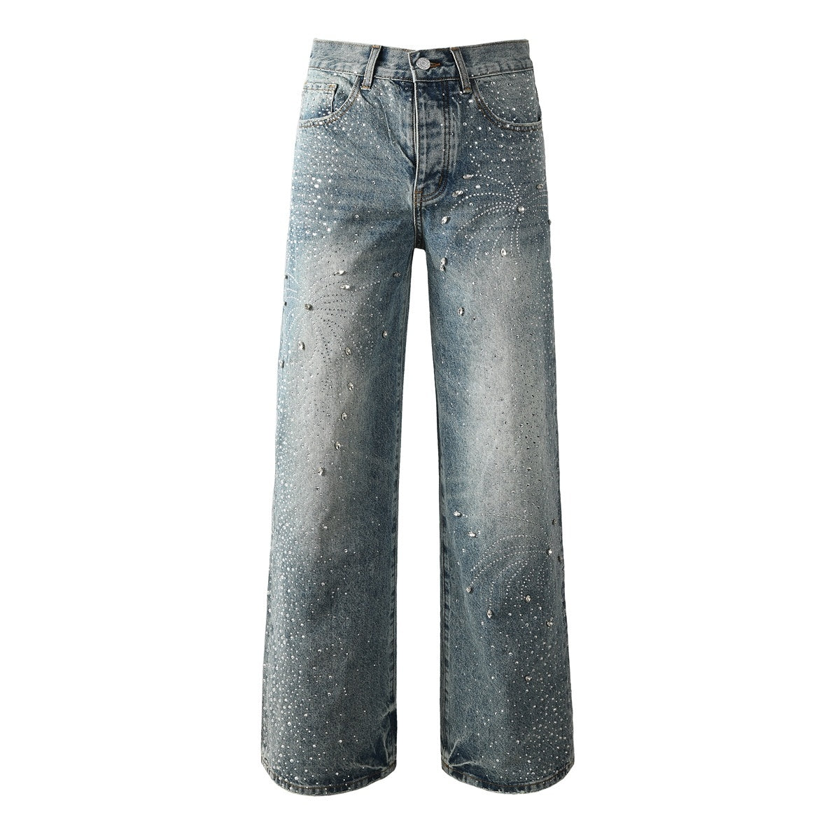 Mens trendy purple jeans 100% cotton Jeans Rhinestones #9133