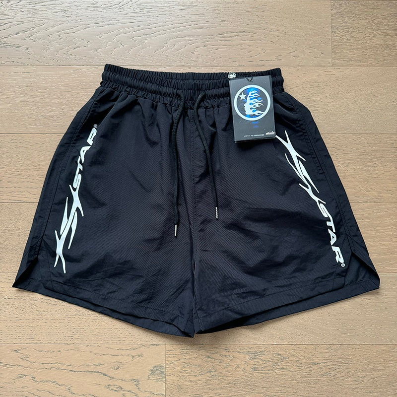 Hellstar shorts Casual style with a washed, distressed, and splatter-paint finish