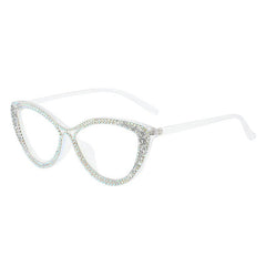 Trendy punk glasses full diamond retro cat eye anti-blue light
