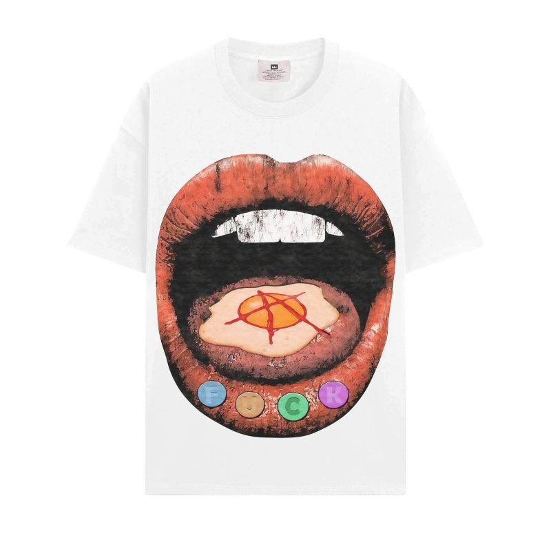 BIG FACE T shirts Pure Cotton High-Street Fashion