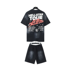 Hellstar T-Shirt And Shorts Two-Piece Set High-quality pure cotton high-street clothing