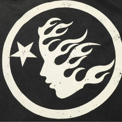 Hellstar T Shirt Simple Distressed Star Portrait Printing Casual Loose High-quality pure cotton high-street clothing