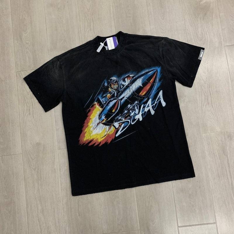 DUAA T shirts American streetwear brand rhinestone-studded distressed monkey.
