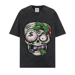 BIG FACE T shirts Pure Cotton High-Street Fashion