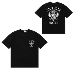 Rhude T Shirts Totem Simple Printing Cotton Casual Short Sleeve Men and Women